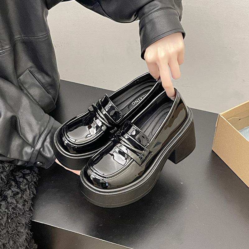 Fashion versatile loafers women's summer new comfortable thick-soled non-slip heightening small leather shoes