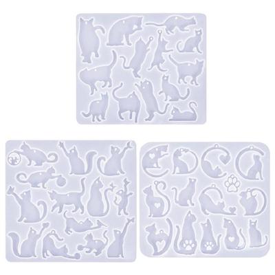 3 Pcs Cats Earrings Silicones Mould Jewelry Making Molds Animal Molds Handmade Pendant Moulds with Hole Craft Supplies