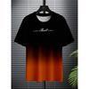 Sommer Rund Hals 3D Gradient Bokstaver Trykk Topp Fasjonable Casual Kortarmede Herre T-skjorter