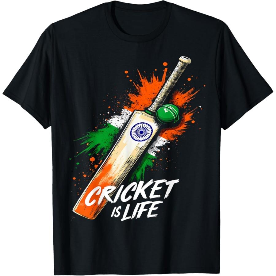 

India Cricket Bat Cricket Warrior British Flag Cricket Bat T-Shirt XXXXXL чорний
