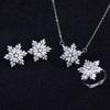 925 Silver Plated Snowflake Pendant Earrings Women Korean Style Jewelry Set Ring