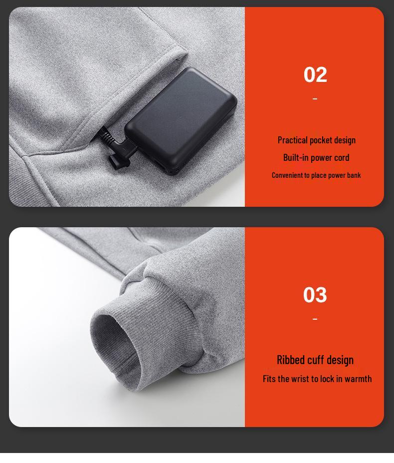 Unisex Smart USB Heated Hoodie with Constant Temperature and Plush Lining