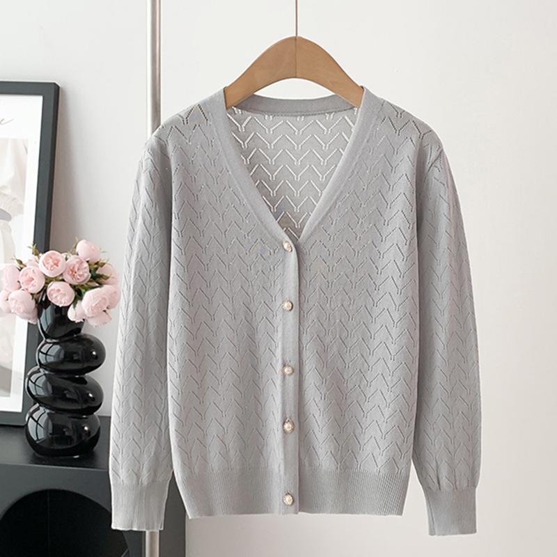 Korean Style Girls' Long Sleeve Knit Cardigan with Sun Protection - Summer 2023