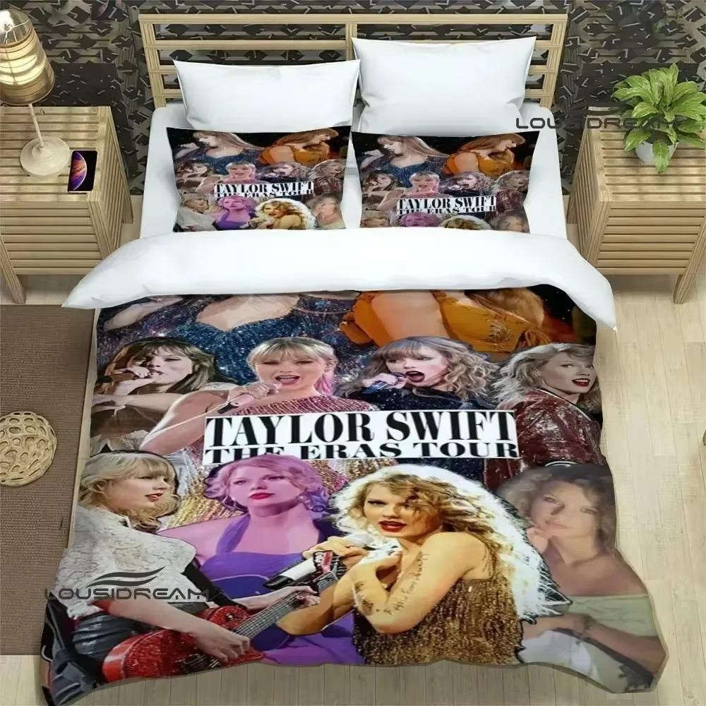

Постельные наборы Singer T-Taylor-Swifts Изысканный набор постельных принадлежностей Пододеяльник Комплект одеяла Комплект постельного белья Роскошный подарок на день рождения EU Single(135*200cm)3pcs