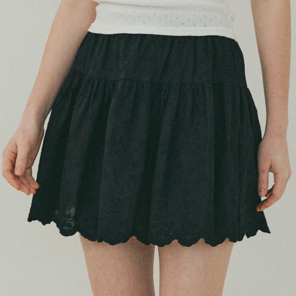 Bring My Things Quiche Eyelet Mini Skirt_Black