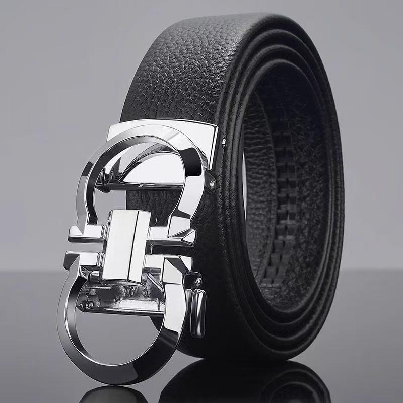 Gürtel Herren High-End Leder Legierung Automatische Schnalle Trendig Neuer Hosen Gürtel Taillenabdichtung 120cm white