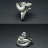 Snake Ring with Tail Copper Rattlesnake Shaped Finger Ring Jewelry Handmade Adjustable Serpent Ring Gift for Men Women