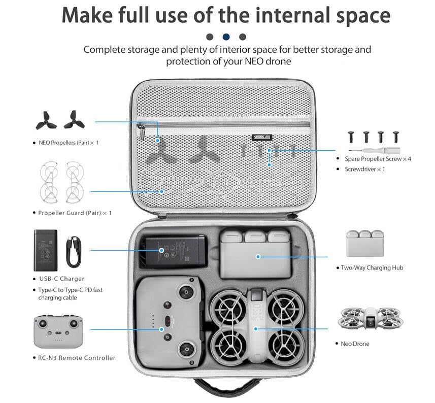 DJI Neo Drone Storage Case, Carrying Case, Waterproof Storage Bag, Portable Shoulder Bag, Travel Case for DJI Neo and Fly More Combo