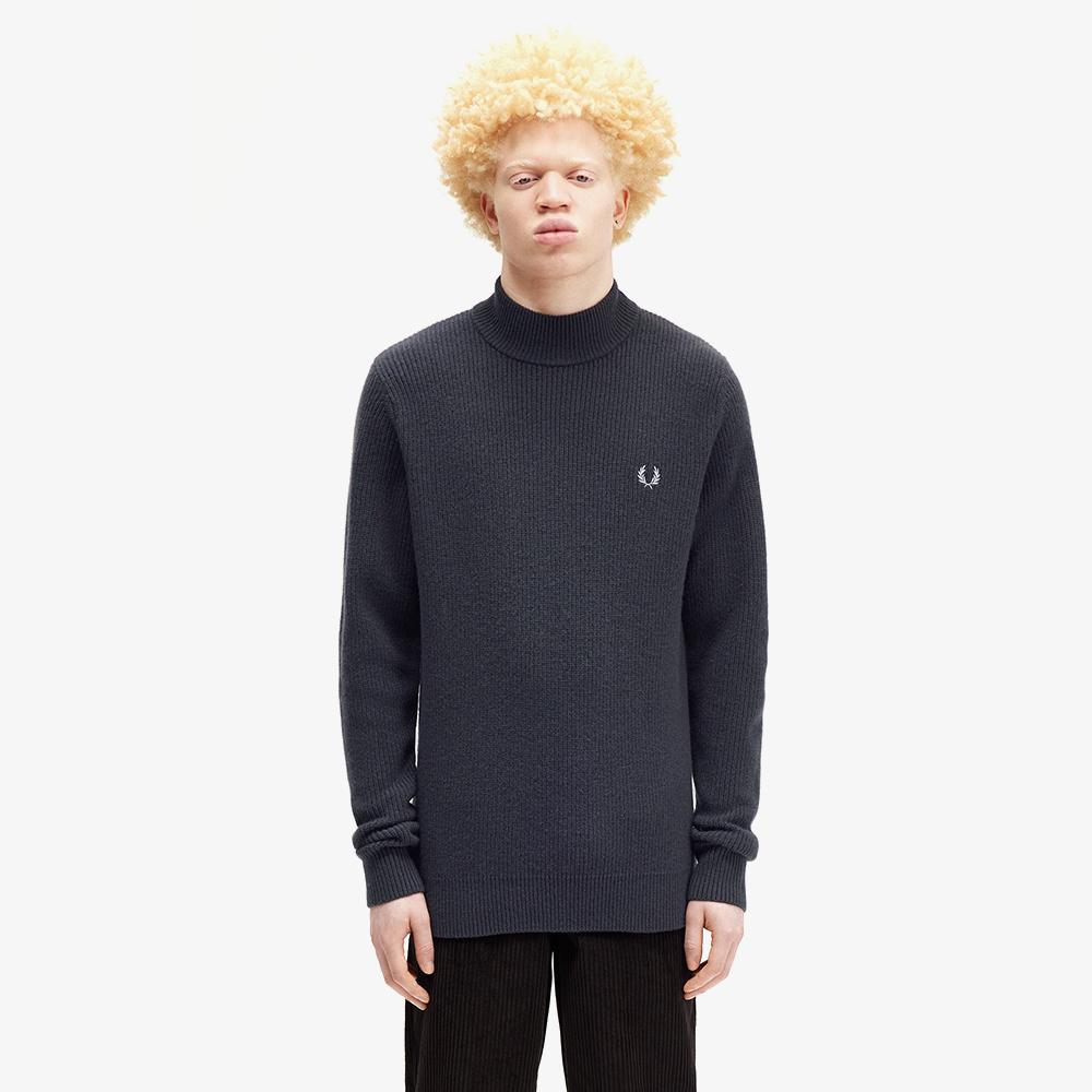 Fred Perry [Sharp] Lambswool Mock Neck Knit - Anchor Grey Afpm2438560-297 Anchor Grey/S