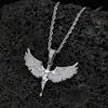 Hip Hop Koperen Set met Zirconia Engelenvleugel Hanger Krokante Ketting Europese en Amerikaanse Modemerk Persoonlijkheid Mannen Ketting