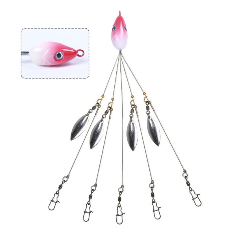2 Stuks 5 Arm Rig Hoofd Zwemmende Kunstaas Visserij Groep Lures Snap Swivels Spinner Visserij Lures Rig Voor Langdurig Gebruik