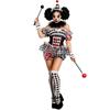 Women Costume Black White Diamond Striped Circus Bodysuit With Ruffle For Halloween Carnival Cosplay