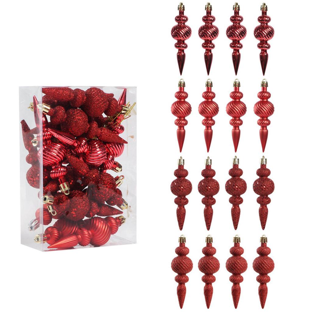 Plastic Christmas Tree Ornament Hand Painted Long Pointed Unique Shape Holiday Decoration For Window Display