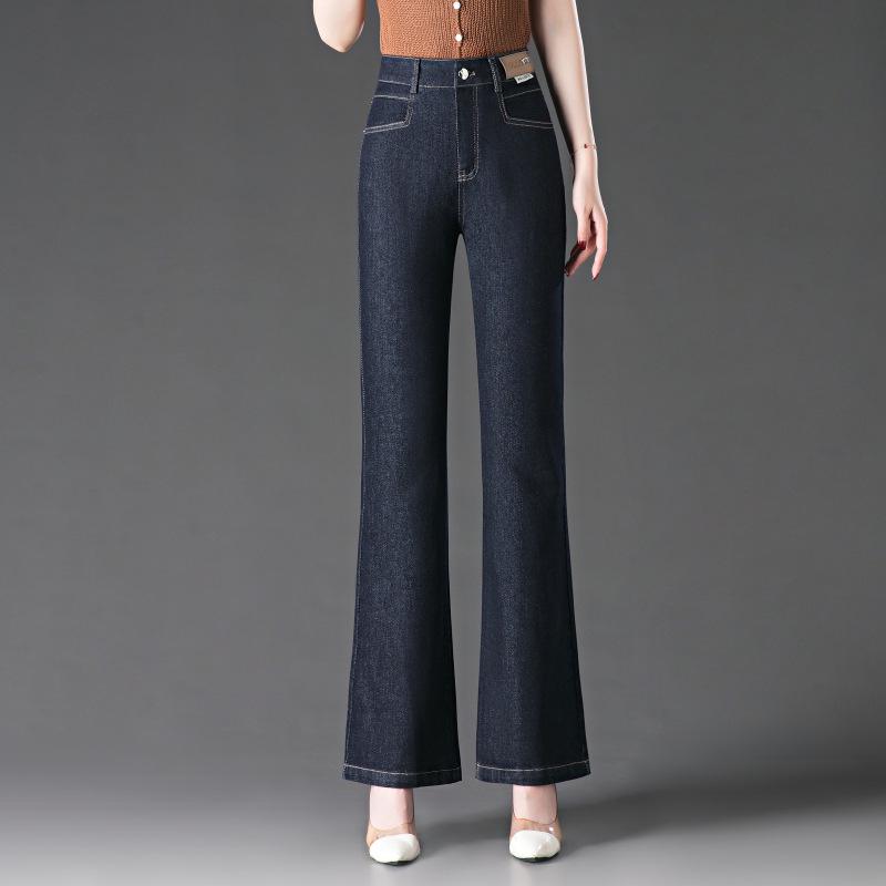 

Женские джинсы деним микро-клеш с высокой посадкой - Не выцветающие, стройнящие буткат для весны и осени 29/XL (105-115 jin) синий