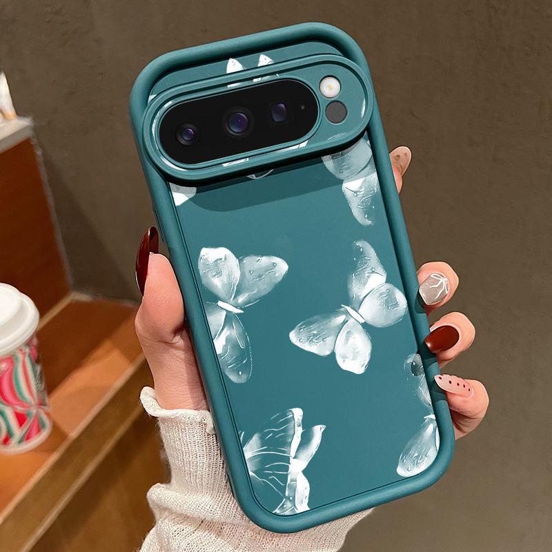 For Google Pixel 9 8 Pro Xl 8a Shockproof Line Butterfly Pattern Silicone Soft Lens Protection Solid Color Anti-Fall Matte Phone Case Cover