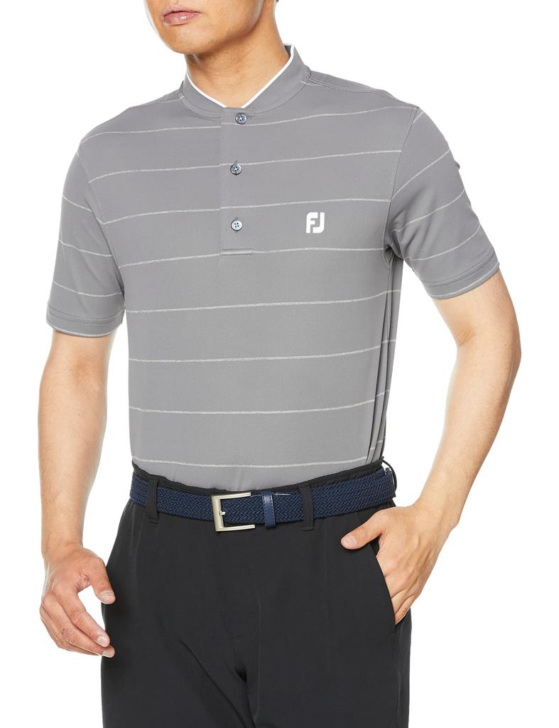 FootJoy Modern Classic Chalk Stripe Short Sleeve Braided Collar Shirt, Lava, Men's XXL, 80453-XXL