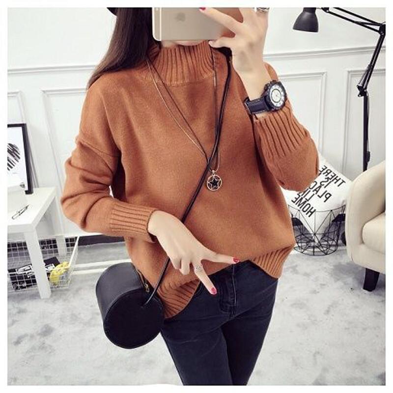 Suéter básico de cachemira cálido para otoño e invierno, jerséis de terciopelo para mujer, suéter de cuello alto grueso de piel para mujer, jerséis de punto