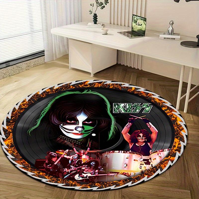 1pc Kiss Band Music Theme Home Office Outdoor Round Carpet Gift Decorative Rug Mat PadRC2747