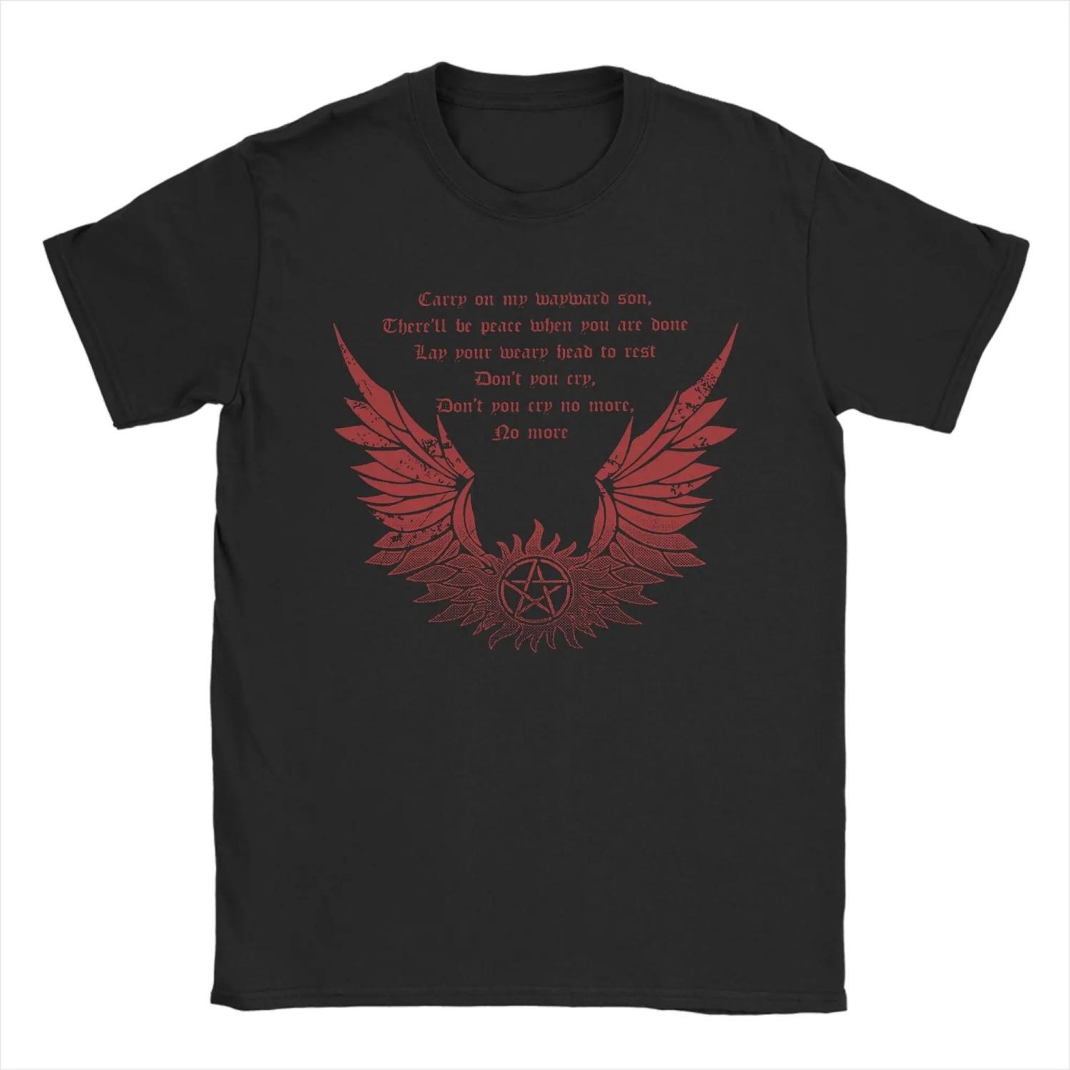 

Carry On Wayward Son T Shirt s 100% Cotton Fashion T-Shirts O Neck Supernatural Tees Short Sleeve Clothing S чёрный