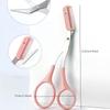 Rosa Augenbrauenschere mit integriertem Kamm - Edelstahl, präzises Pflegeinstrument, für perfekt geformte Augenbrauen