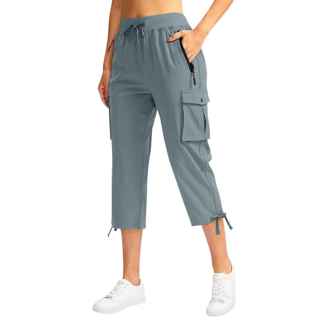 Dames Cargo Capris Met 6 Zakken Lichtgewicht Snel Droog Buiten Reizen Casual Comfortabele Zomerbroek