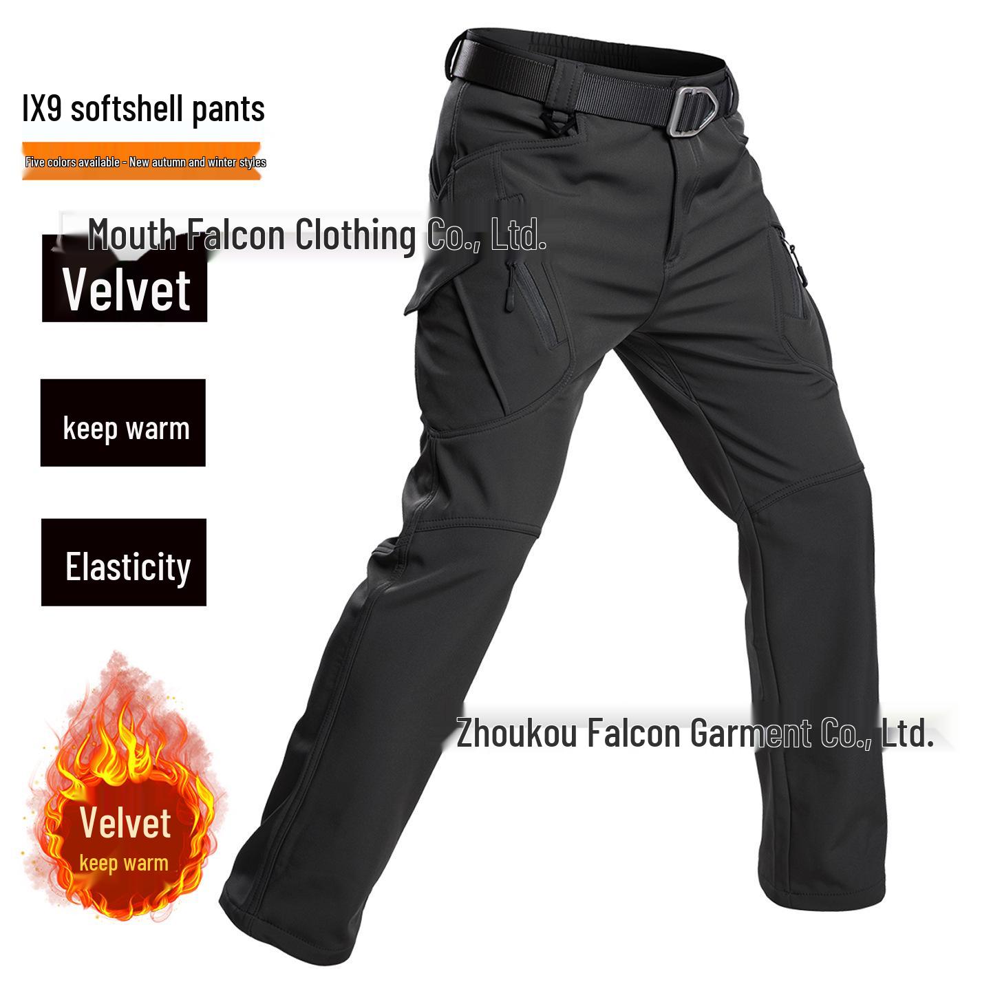 

Men s Fleece-Lined Softshell Pants: Warm, Windproof, Multi-Pocket for Autumn/Winter Hiking & Skiing XL