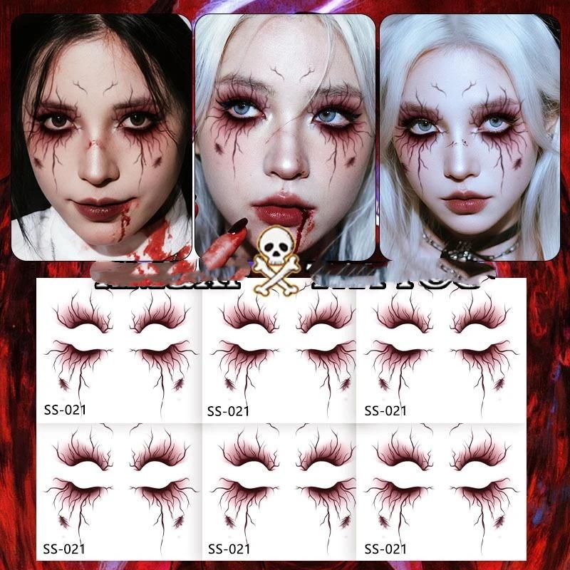 1/4/6 Sztuk Tatuaż Tymczasowy Wzór Żył Na Imprezę Halloweenową Body Art Wodoodporne Naklejki Tatuaż Naczyniowy Dla Kobiet Mężczyzn Brwi Twarz
