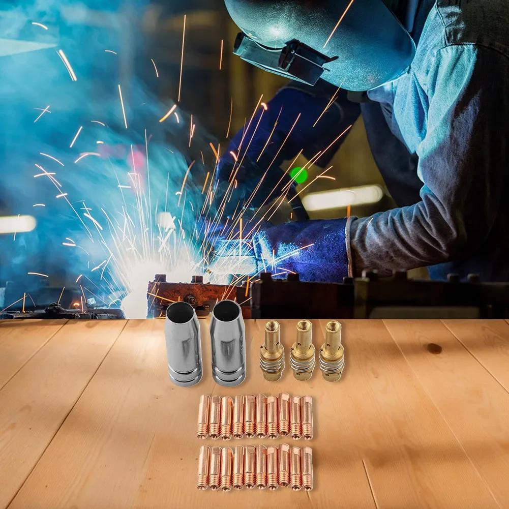 Diffusoren Set Kontaktspitzen Kit Schweißprojekte 25-teiliges Schweißdüsen-Kit 2 Düsen 20 Kontaktspitzen 3 Diffusoren