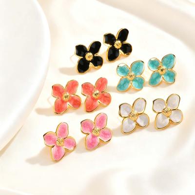 Elegante Glazuur Blauwe Bloem Stud Oorbellen Waterdichte Roestvrij Stalen Stud Oorbellen voor Vrouwen Stijlvolle Unieke Sieraden Cadeau
