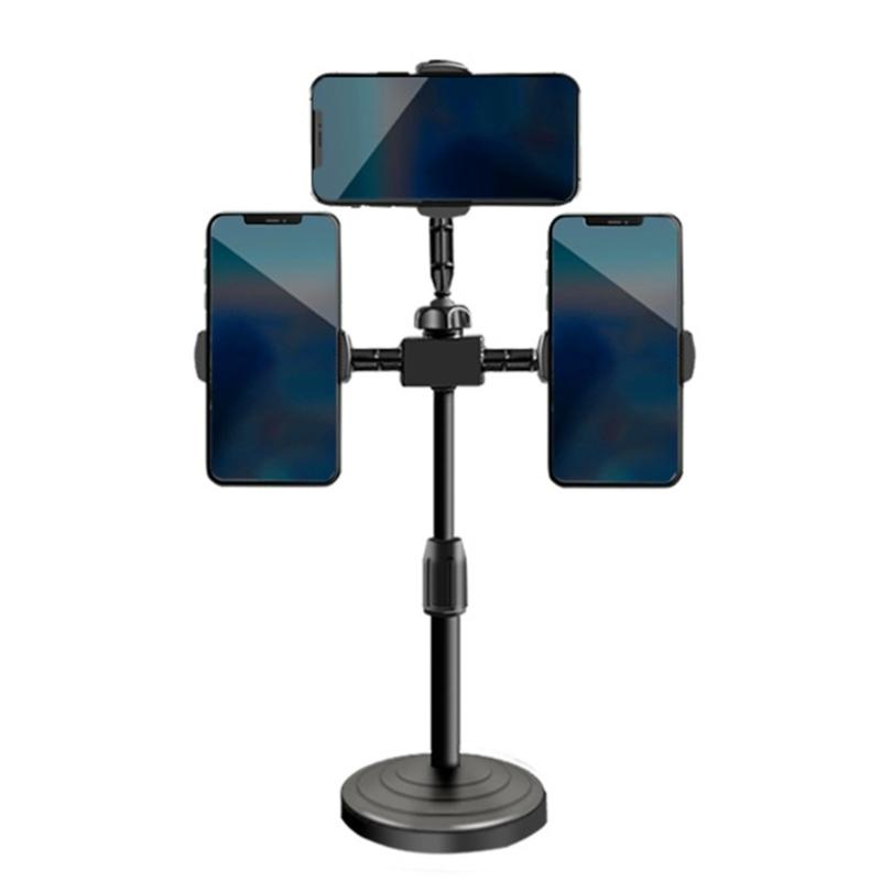 

Telescopic 3 Camera Adjustable Phone Stand Multiple Phone Desktop Mount For Content Creators Vloggers 1