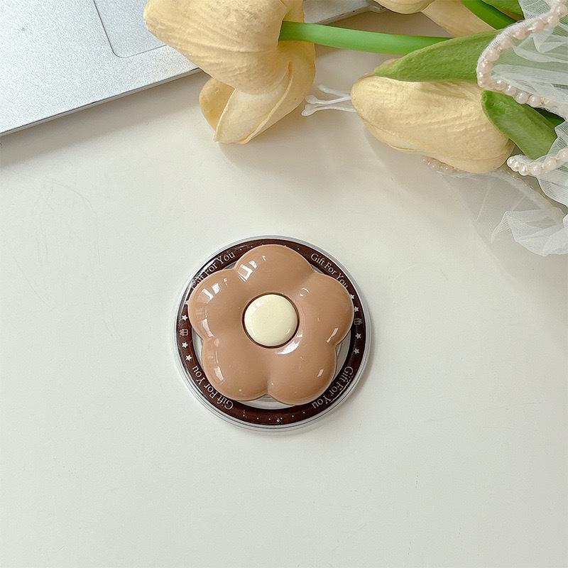 Hyuna Style Solid Color Floral Phone Holder with Magnetic Magsafe, Stable Retractable Design.