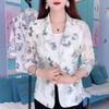 High End Fashion Blazer Women Coat Thin Printed Sun Protection Elegant Suit Short Sleeve Summer Top
