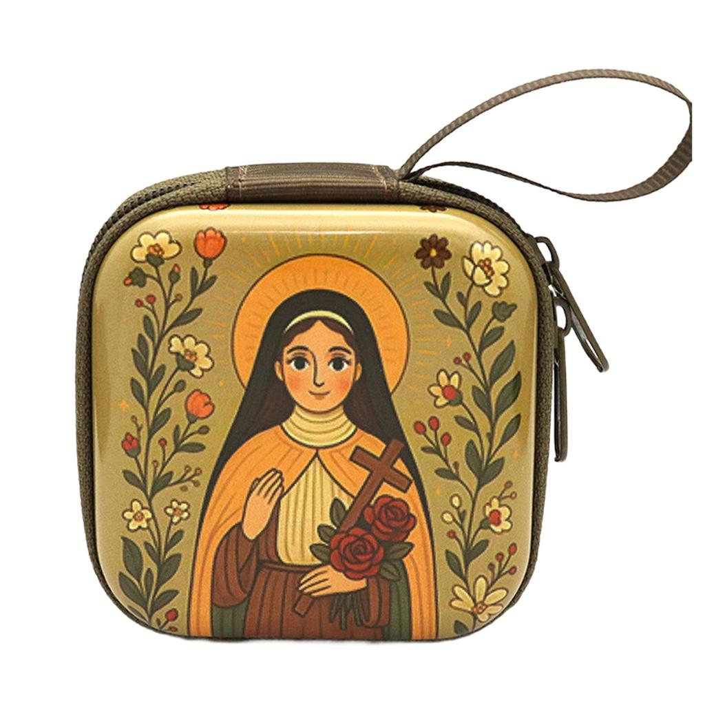 Rosary Prayer Bag Zipper Rosary Pouches Religious Jewelry Storage Box for Prayer Bead Earrings Portable Headphone Bag