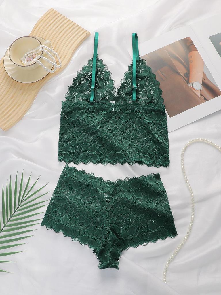 Conjunto Sexy de Renda Sem Fio para Mulheres