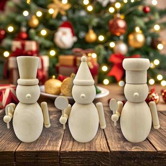 3 Stück Weihnachten Holz Unfertig Nussknacker Figur DIY Roh Unbemalt Soldatenfigur Festival Feiertagsparty Ornament Dekoration