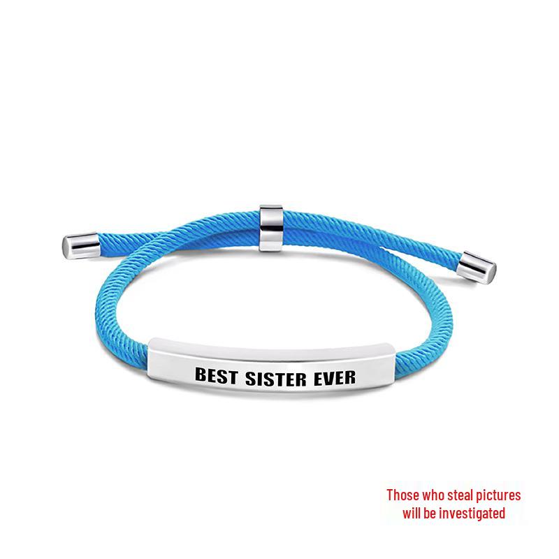 Multicolor Woven Rope Friendship Bracelet - Engraved Stainless Steel Christmas Gift