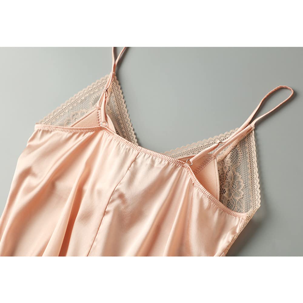 MAYUDAMA SILK Silk Satin Slip Nightgown with Cups 100% (L, Gray)