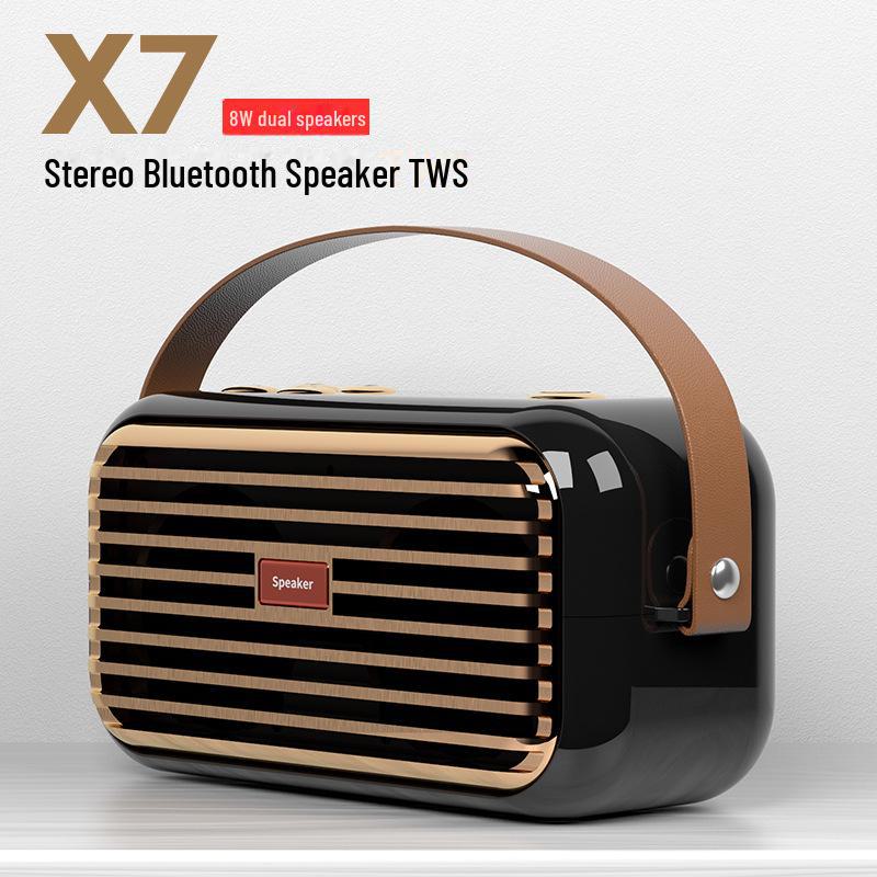 

Беспроводной смарт-динамик в стиле ретро с двумя сабвуферами - портативный уличный Bluetooth-динамик синий