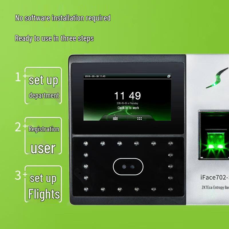 

ZKTECO iFace702-S Facial Recognition & Fingerprint Time Clock System CN plug (adapter included)