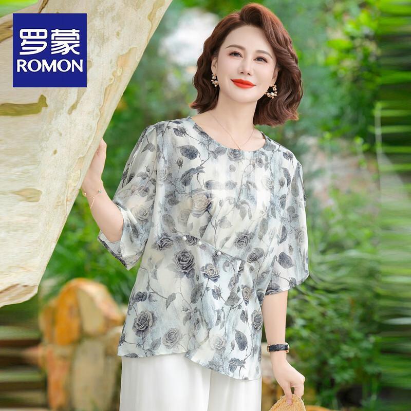 ROMON Women s Casual Printed Short-Sleeve Shirt XL