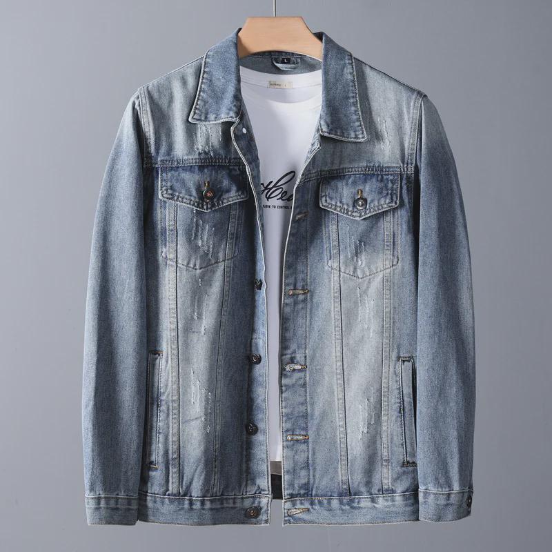 

Мужская модная джинсовая куртка свободного кроя - коллекция весна/осень 2023 г., большой размер, высокое качество XL (70kg)