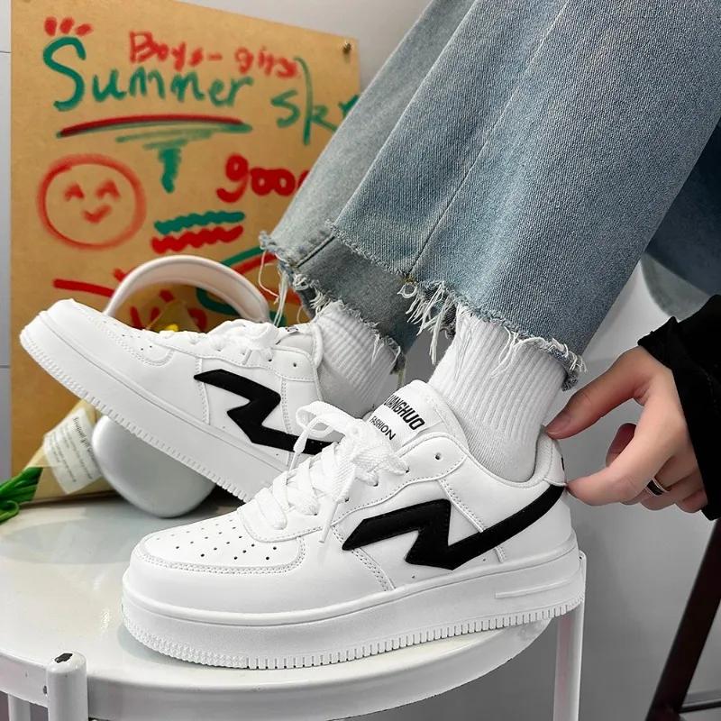 New Shoes Female PU Women's Vulcanize Shoes Outdoor Women Sneakers Lace Up Mixed Colors Low Heel Women's Casual Shoes