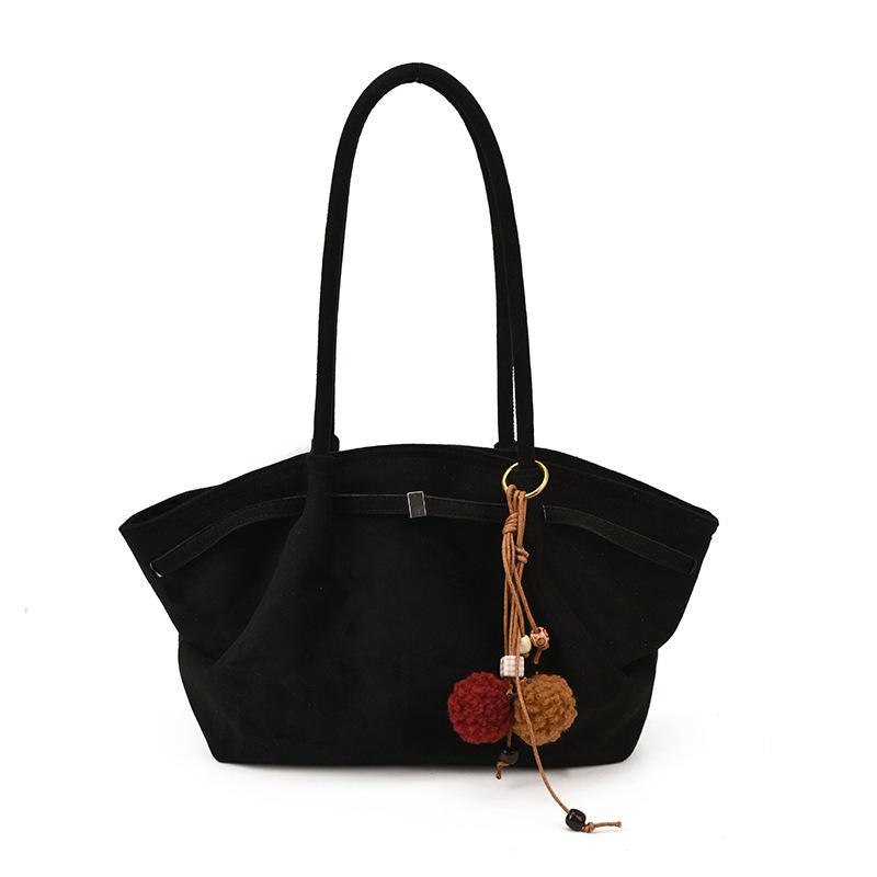 Высококачественная ретро замшевая сумка-тоут большой вместимости осенне-зимняя наплечная сумка Standard Size чёрный 1900₽