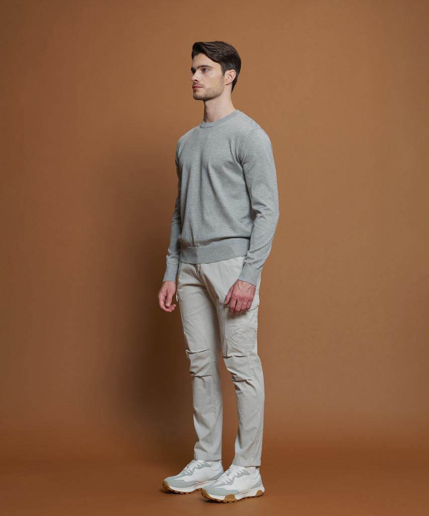PANICALE Light Grey Viscose Blend Round Knit
