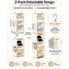 Foldable Hanging Closet Organizers Shelves in Nonwoven Fabric with 3 Storage Levels and a Side Pocket for Small Accessories