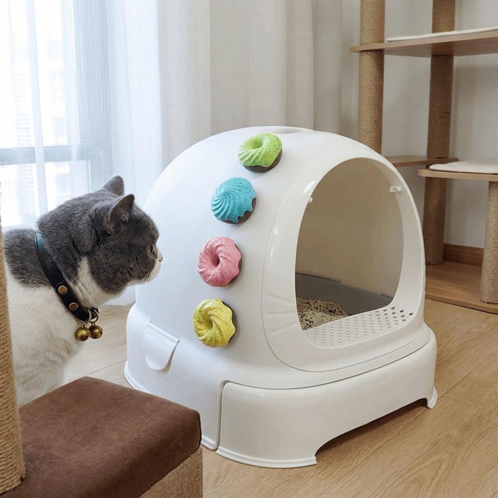 4pcs Donut Shaped Pet Deodorizer Light Fragrance Litter Box Odor Remover Pet Travel Carrier