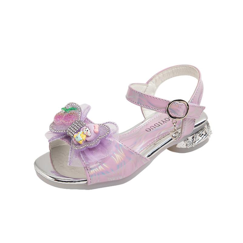 

Девочки мультячные сандалии 2025 лето новые детские корейская версия бант стразы туфли принцессы дышащие пляжные туфли 31-36 yards, 6 pairs in one hand фиолетовый