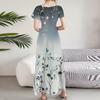 Women's Casual Fashion Print Long Dresses V-Neck Short Sleeve Dresses