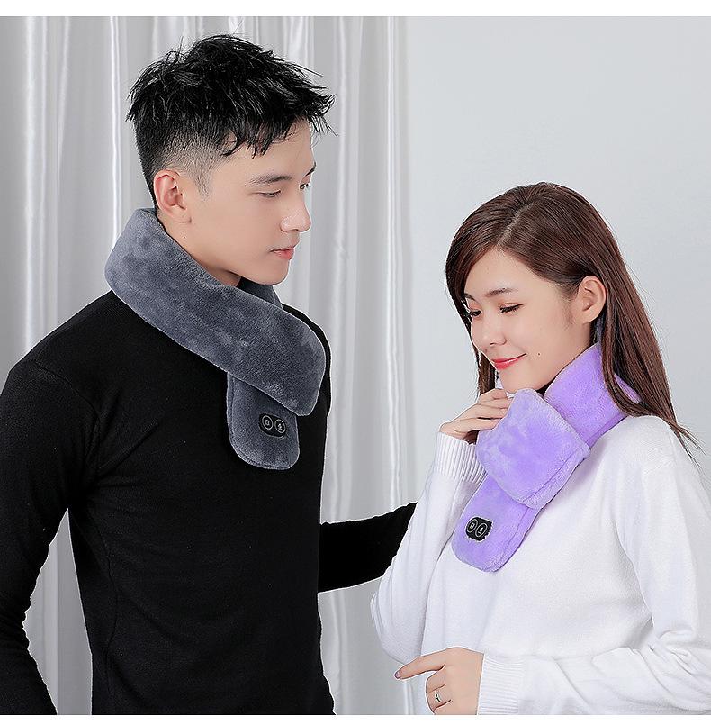 Unisex Smart USB Heated Scarf with Neck Protection, Vibration, Hot Compress & Massage