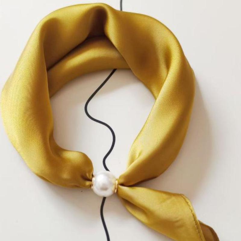 Thin Pearl Necklace with Magnetic Clasp, Lazy-style Silk Scarf, Women's Pendant Scarf, Collarbone Chain